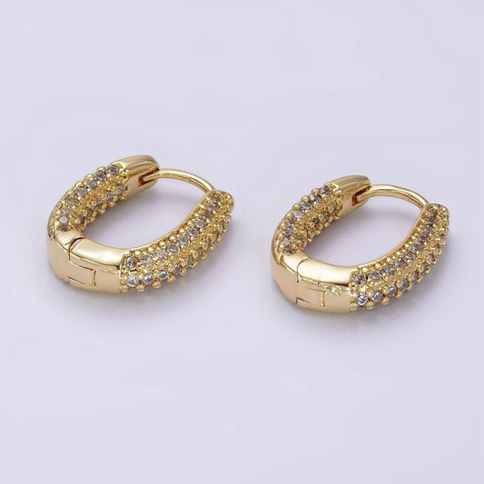 Everyday 14K Gold Filled 20mm Clear Micro Pave CZ Oval Oblong Earrings