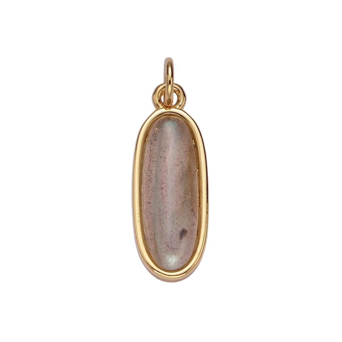 14K Gold Filled 20mm Labradorite Gemstone Oblong Bezel Charm