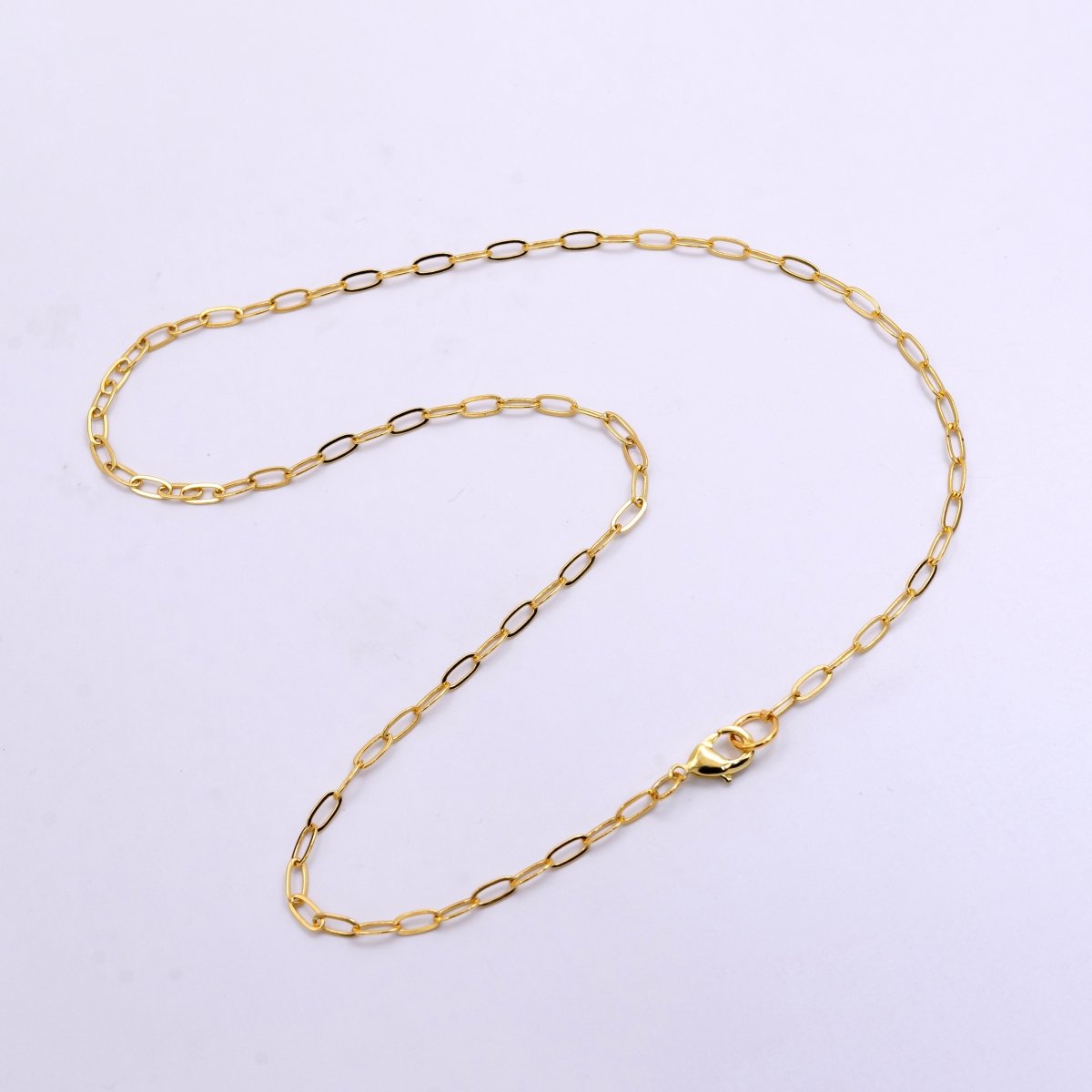 Dainty 14K Gold Filled 3mm Paperclip Chain 17.5 inch Necklace