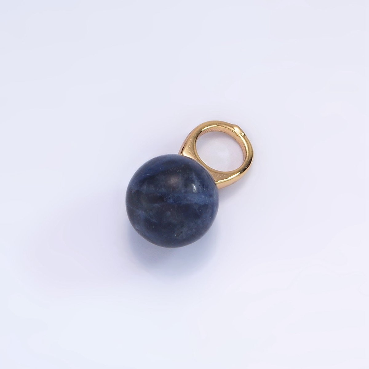 Gold Filled 8mm Round Sphere Ball Natural Gemstone Drop Pendant