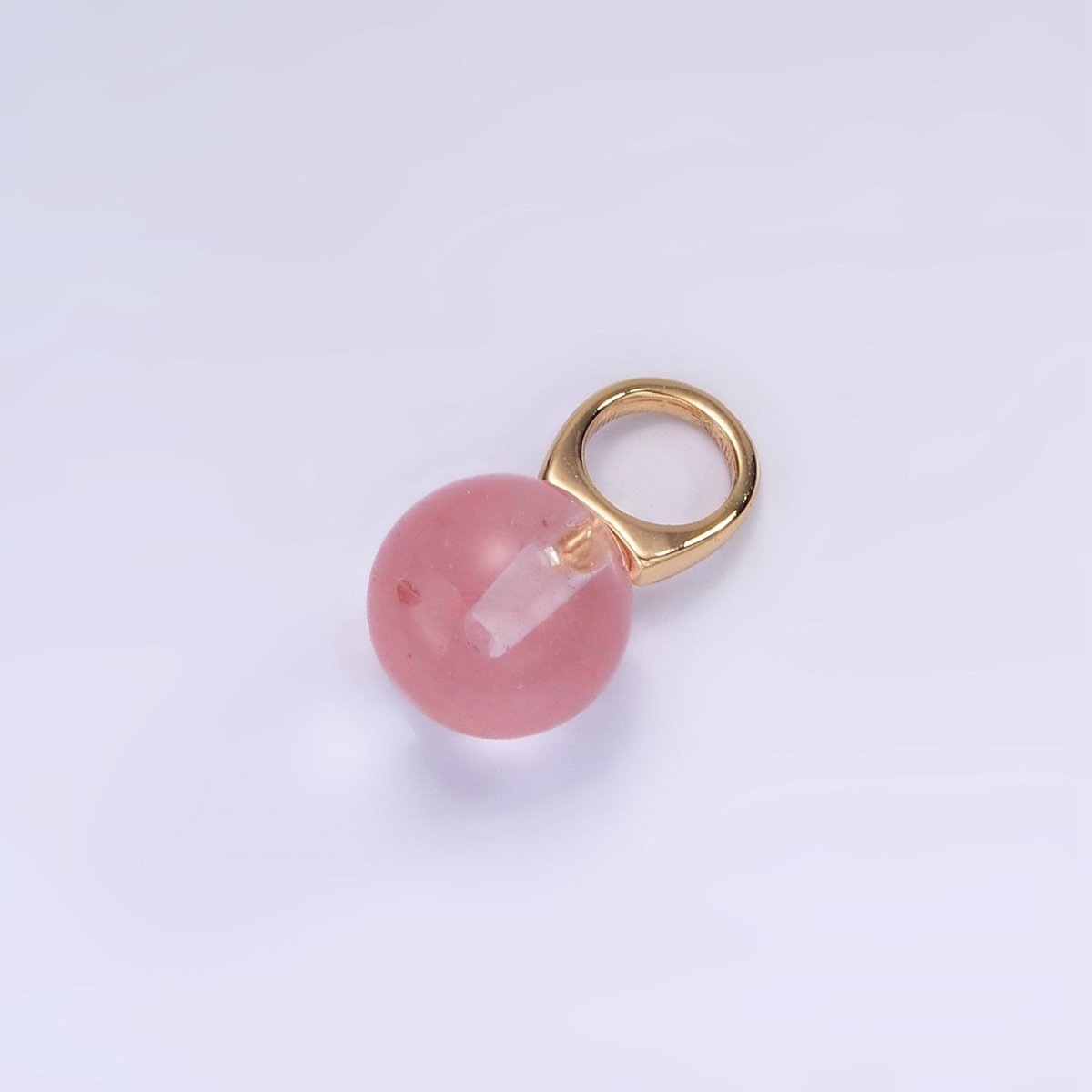 Gold Filled 8mm Round Sphere Ball Natural Gemstone Drop Pendant