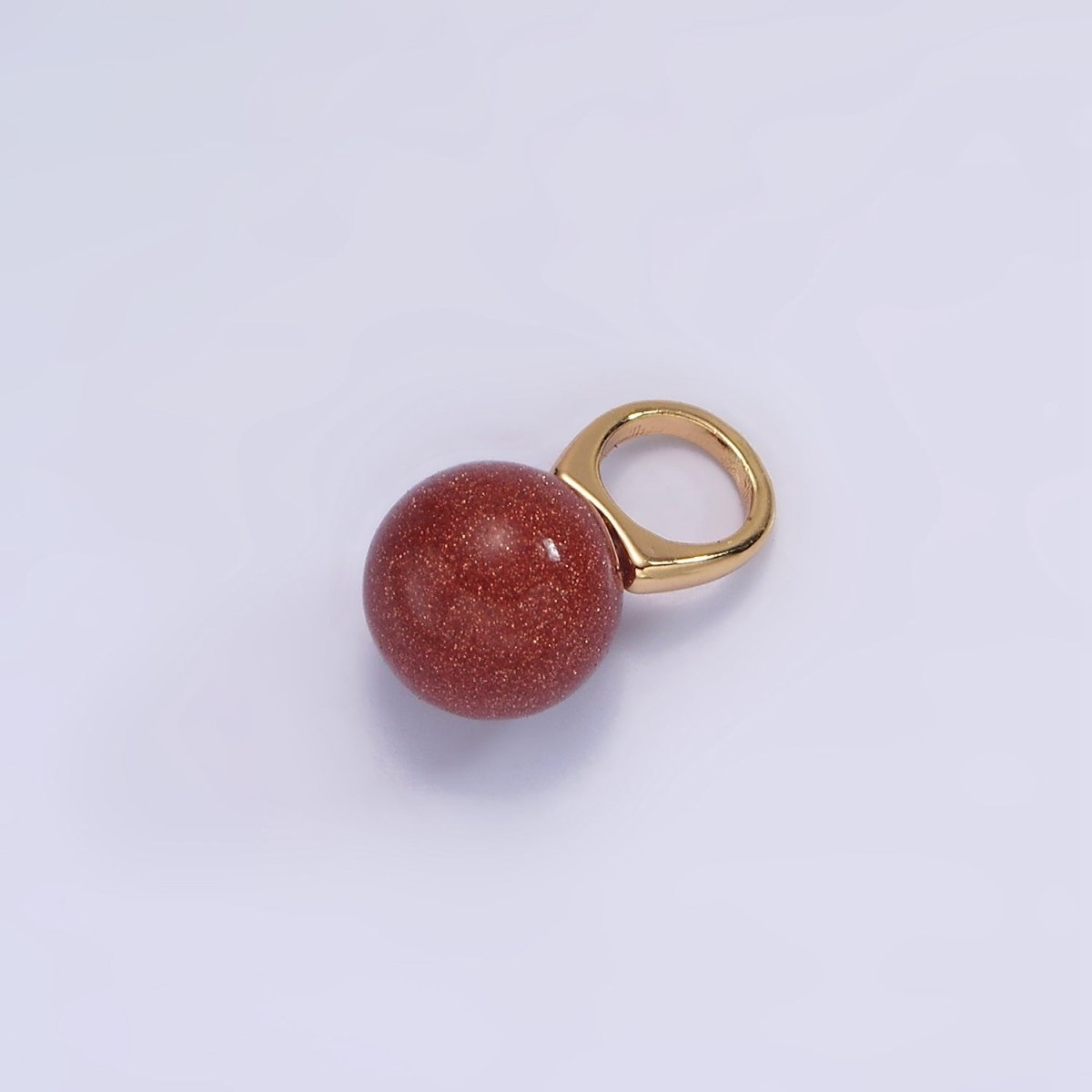 Gold Filled 8mm Round Sphere Ball Natural Gemstone Drop Pendant