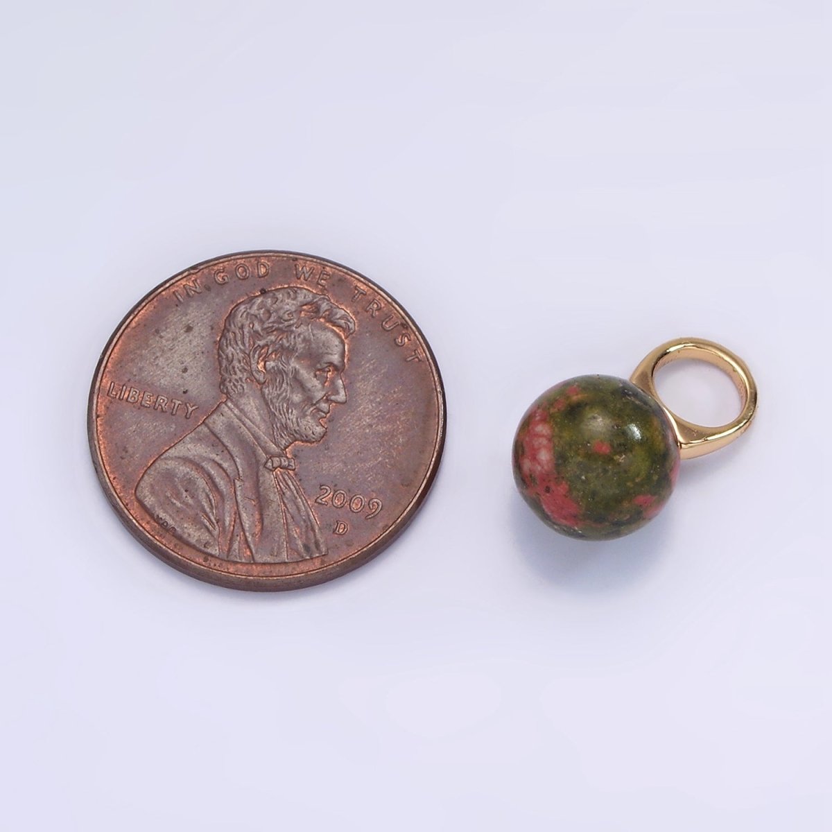 Gold Filled 8mm Round Sphere Ball Natural Gemstone Drop Pendant