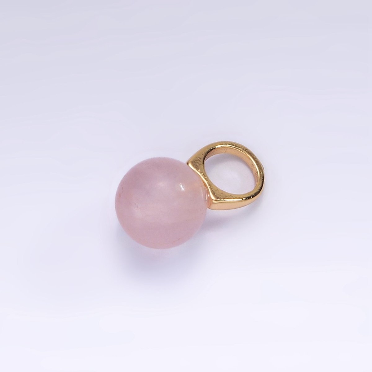 Gold Filled 8mm Round Sphere Ball Natural Gemstone Drop Pendant