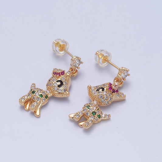 Sweet 14K Gold Filled Baby Woodland Doe Multicolor Micro Pave CZ Stud Earrings
