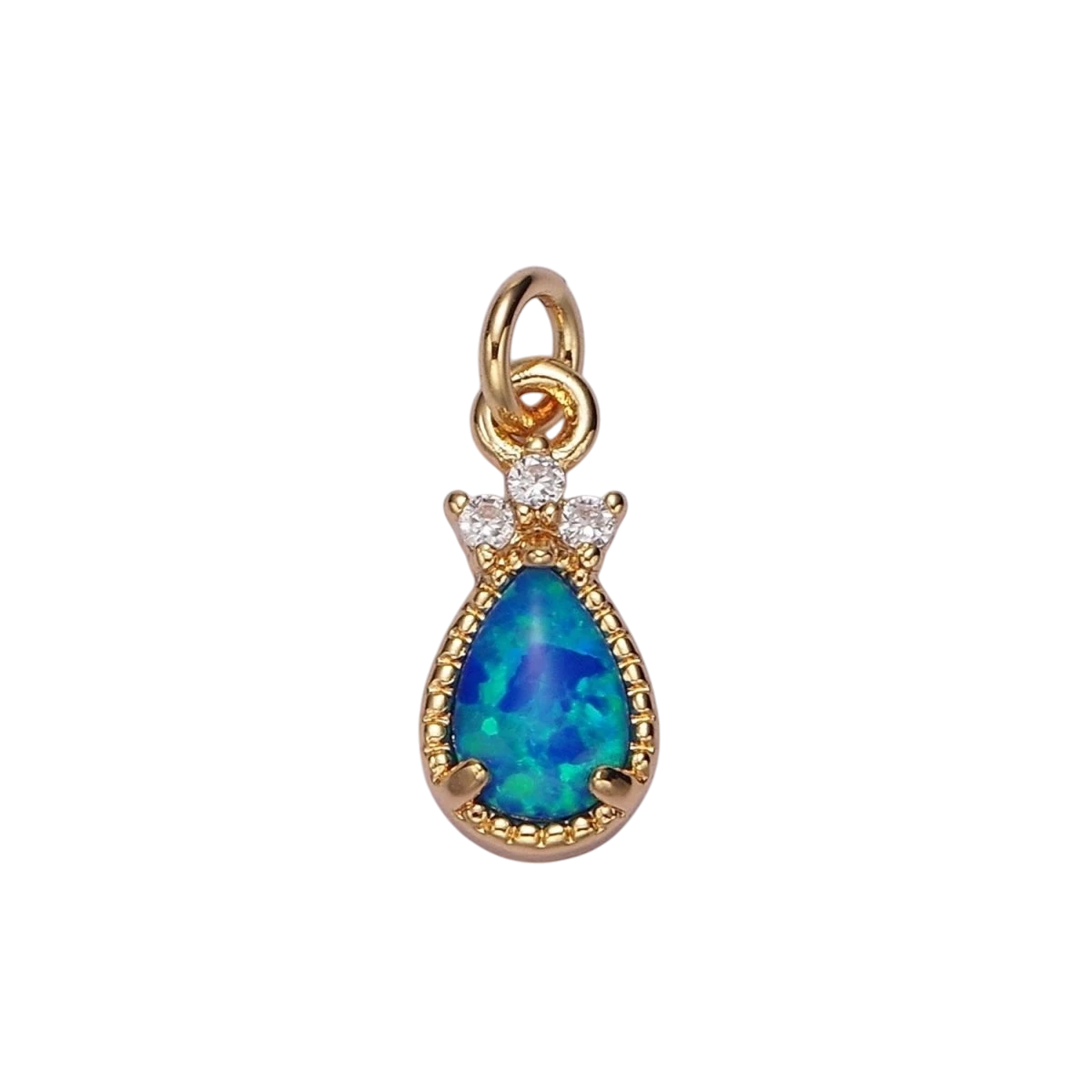 14K Gold Filled Blue Opal; Teardrop Mini Add-On Charm in Gold & Silver