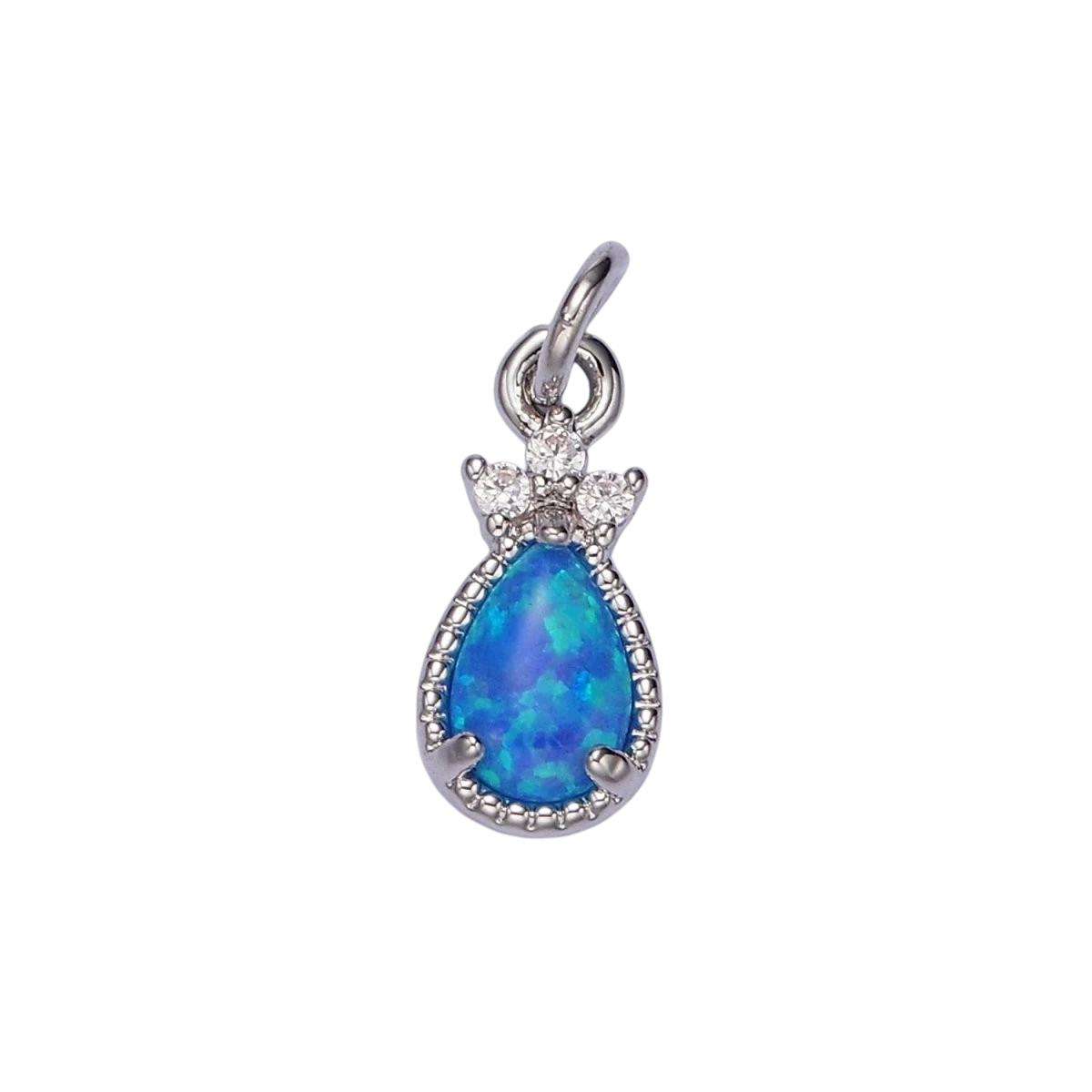 14K Gold Filled Blue Opal; Teardrop Mini Add-On Charm in Gold & Silver