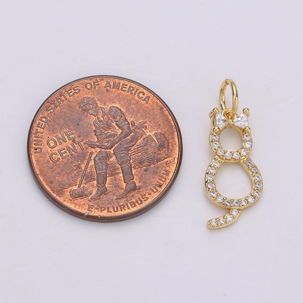 14k Gold Filled Cat charms, Cubic Cat pendant, Micro Pave pendant, Cute Kawaii CZ charm