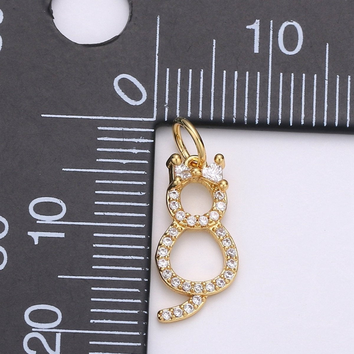 14k Gold Filled Cat charms, Cubic Cat pendant, Micro Pave pendant, Cute Kawaii CZ charm