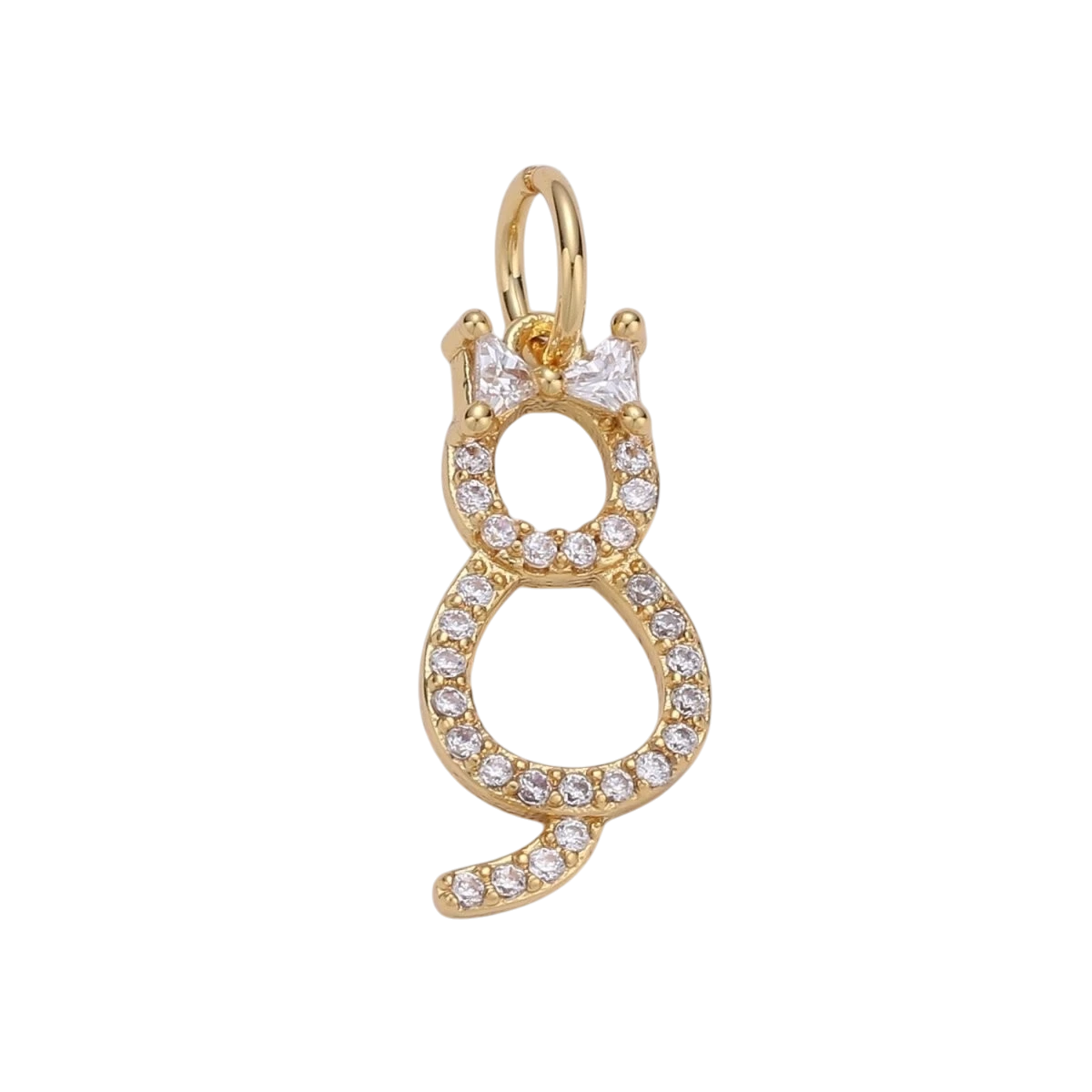 14k Gold Filled Cat charms, Cubic Cat pendant, Micro Pave pendant, Cute Kawaii CZ charm