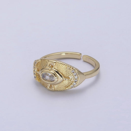 14k Gold Filled Celestial Ring, Goddess Ring, Eye Ring, Moon Ring, Minimalist Ring, Dainty Gold Ring, Stacking Ring