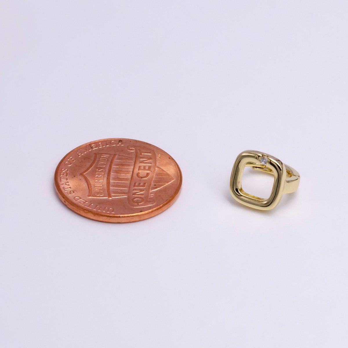 Minimalist 14K Gold Filled Clear CZ Open Square 10mm Cartilage Huggie Earrings