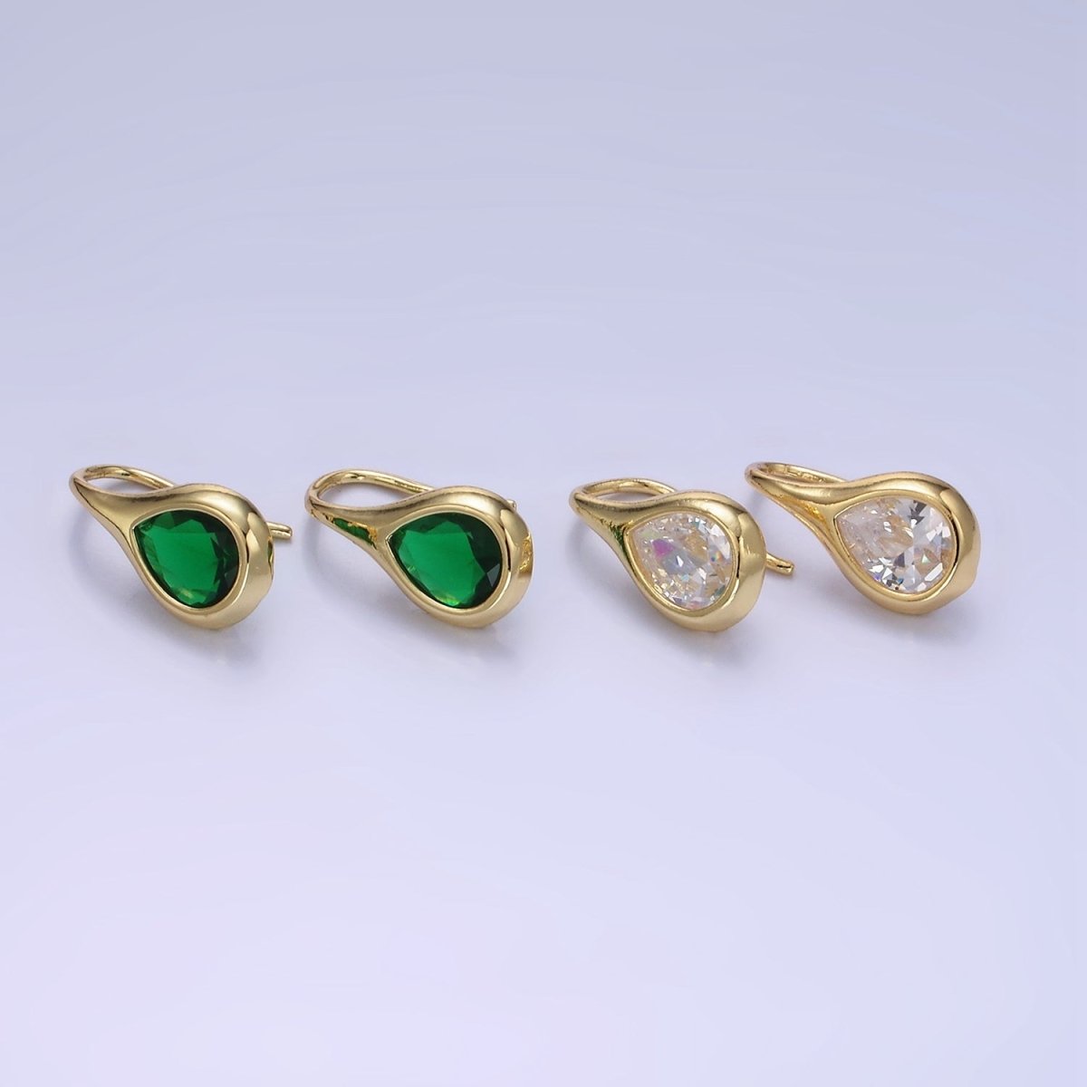 14K Gold Filled Clear CZ Teardrop French Hook Earrings