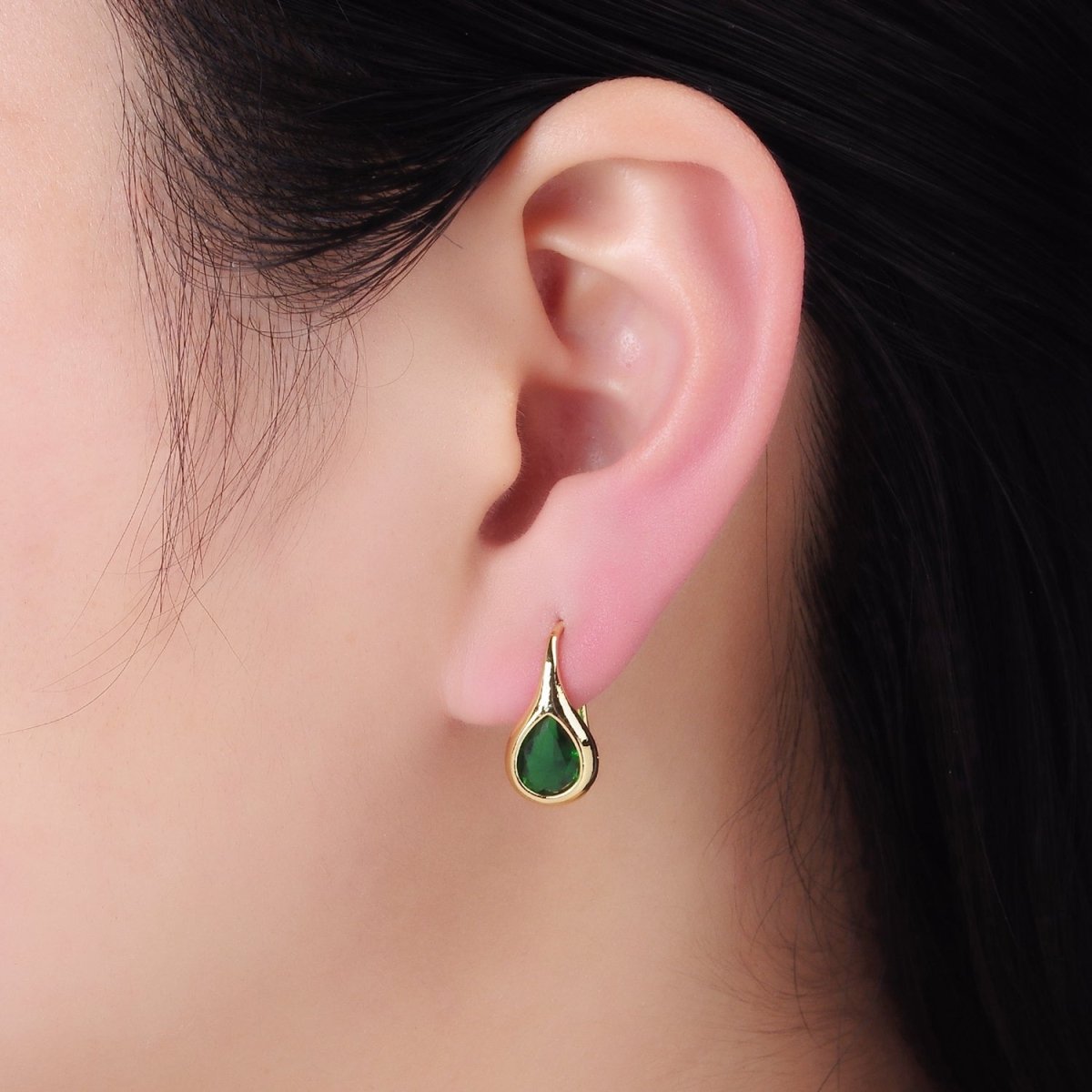 14K Gold Filled Clear CZ Teardrop French Hook Earrings