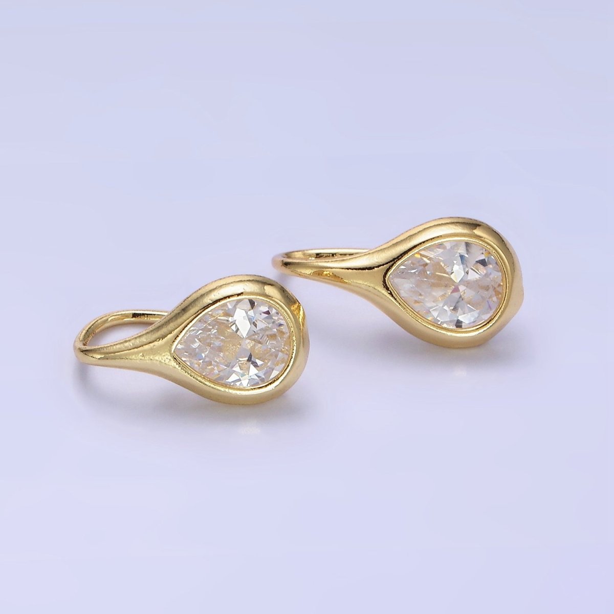 14K Gold Filled Clear CZ Teardrop French Hook Earrings