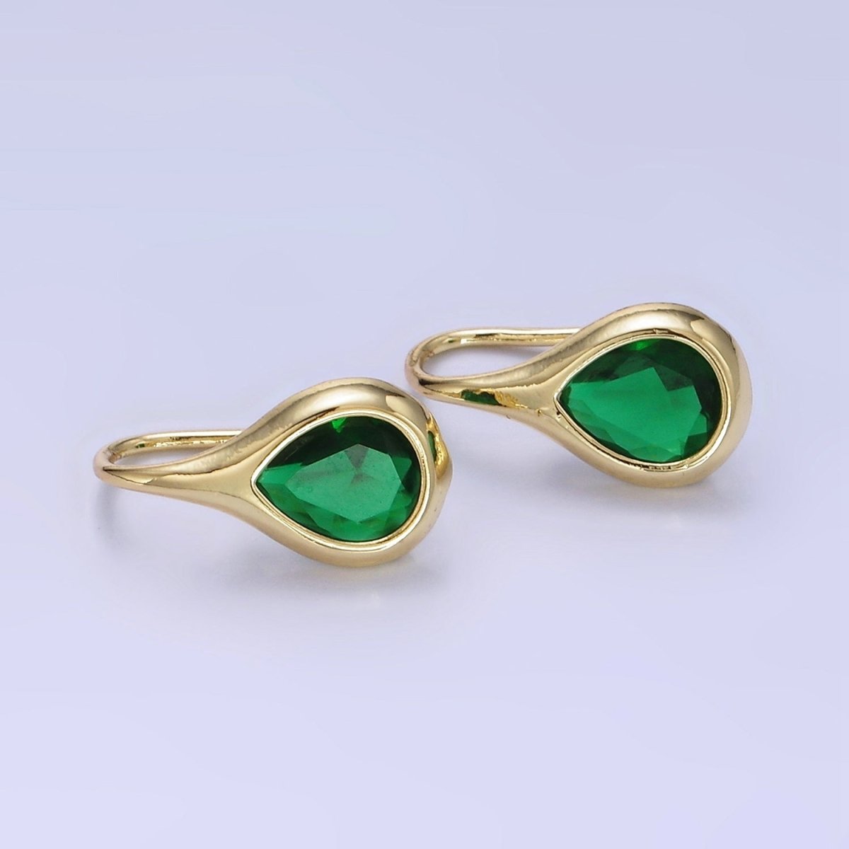 14K Gold Filled Clear CZ Teardrop French Hook Earrings