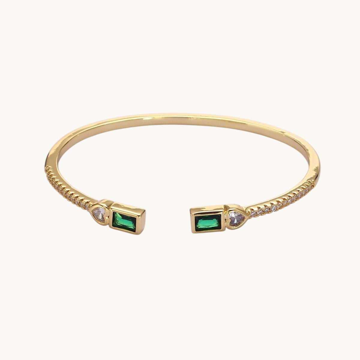 14K Gold Filled Clear Baguette CZ Cuff Bracelet in Silver