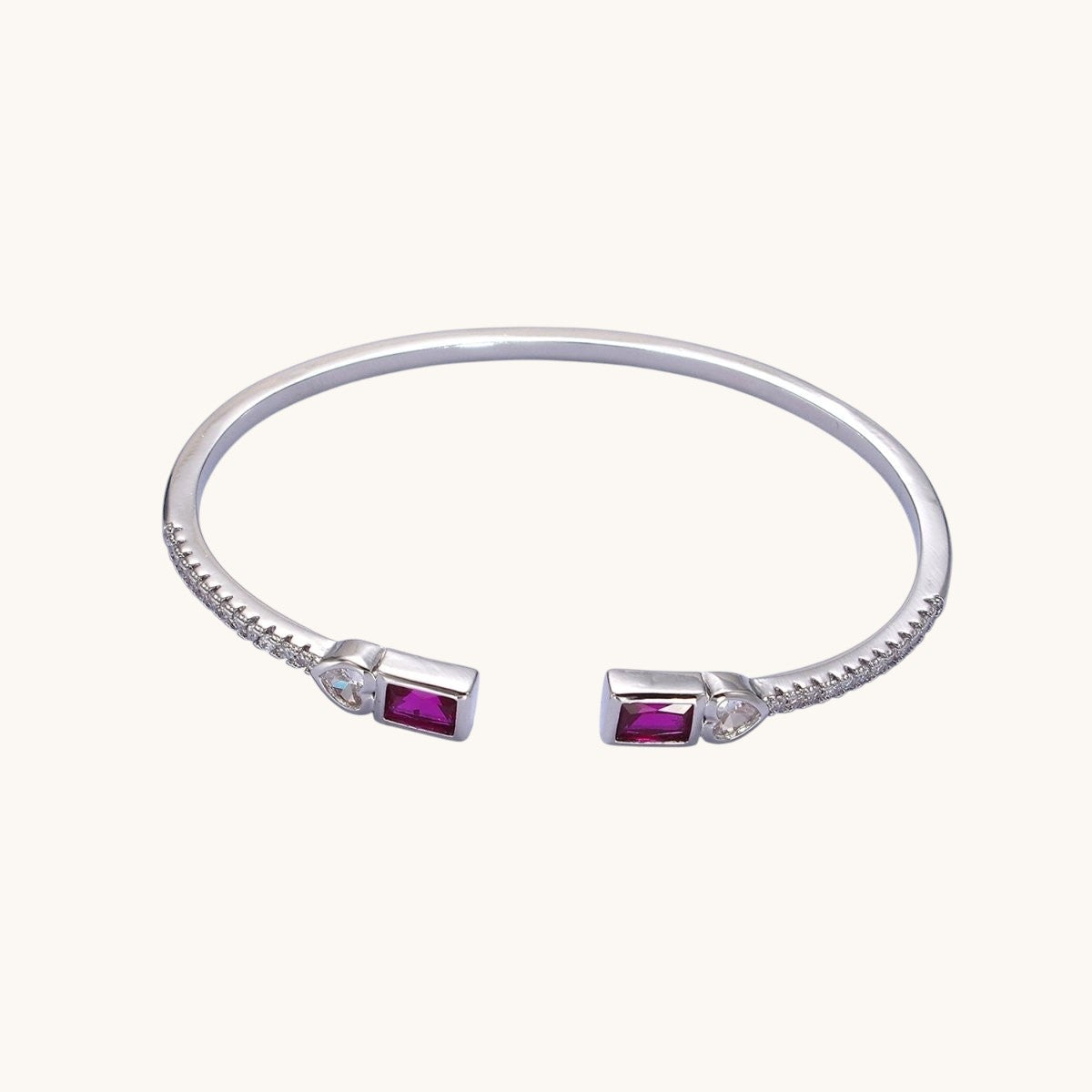 14K Gold Filled Clear Baguette CZ Cuff Bracelet in Silver