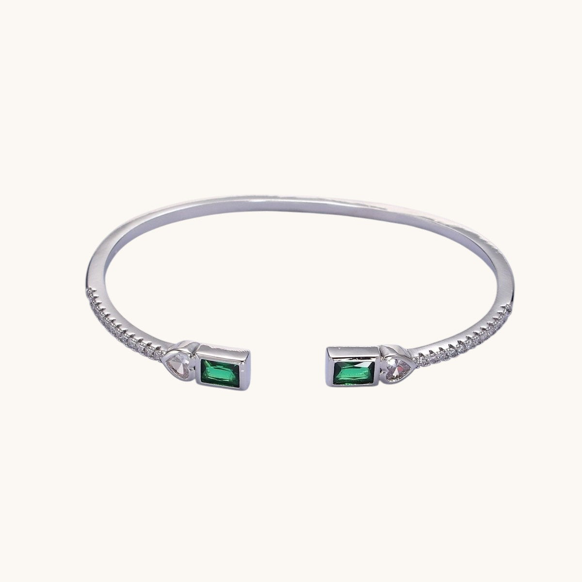 14K Gold Filled Clear Baguette CZ Cuff Bracelet in Silver
