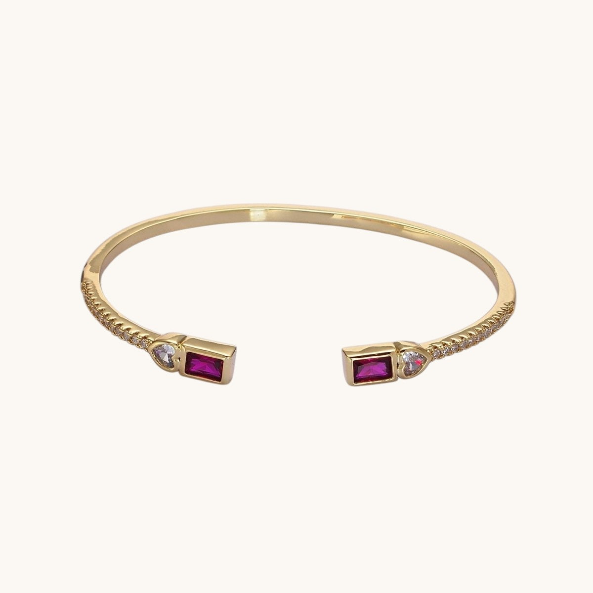 14K Gold Filled Clear Baguette CZ Cuff Bracelet in Silver