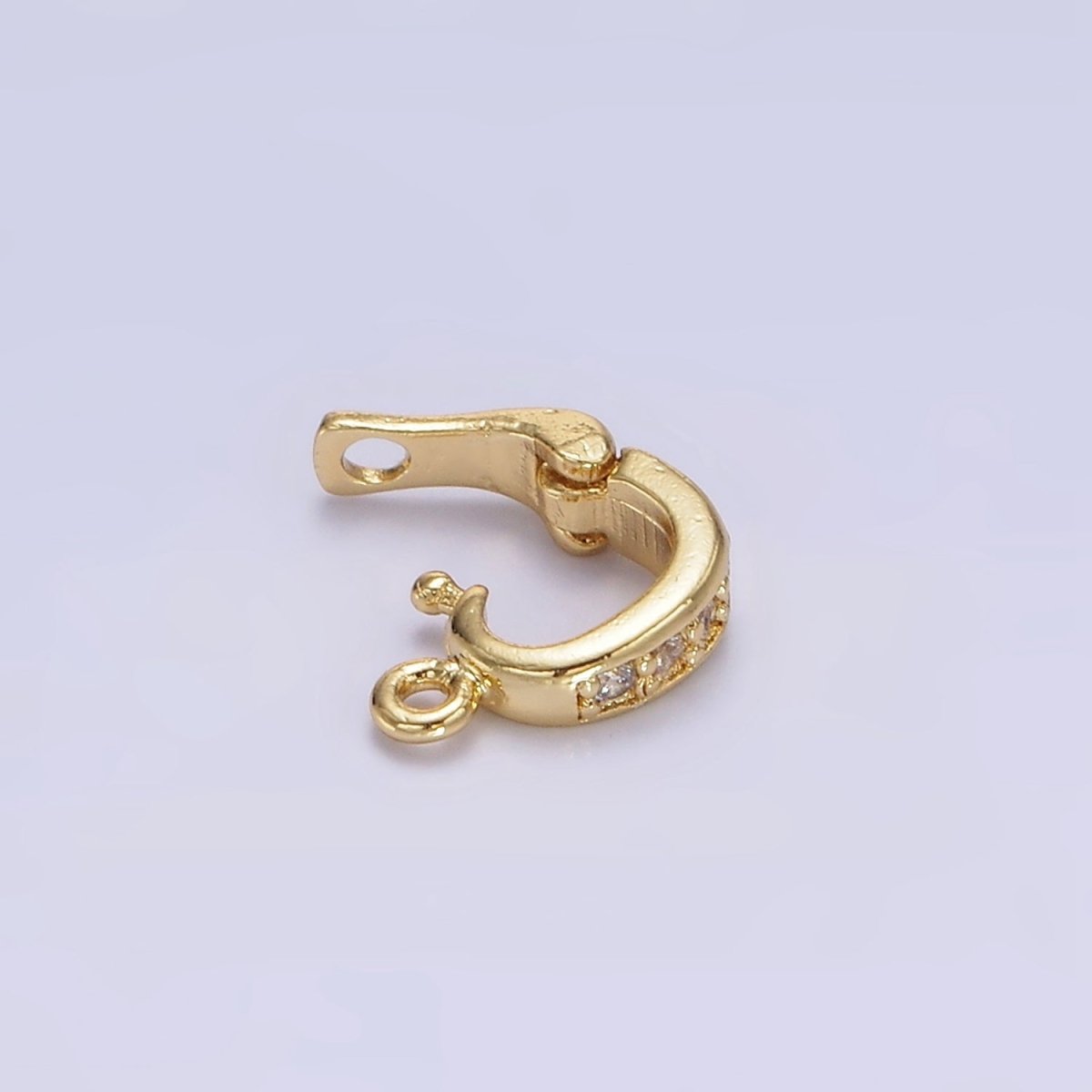 Gold-Filled 10mm x 8mm Clear Micro Paved CZ Snap Interchangeable Charm Holder Spacer in Silver or Gold