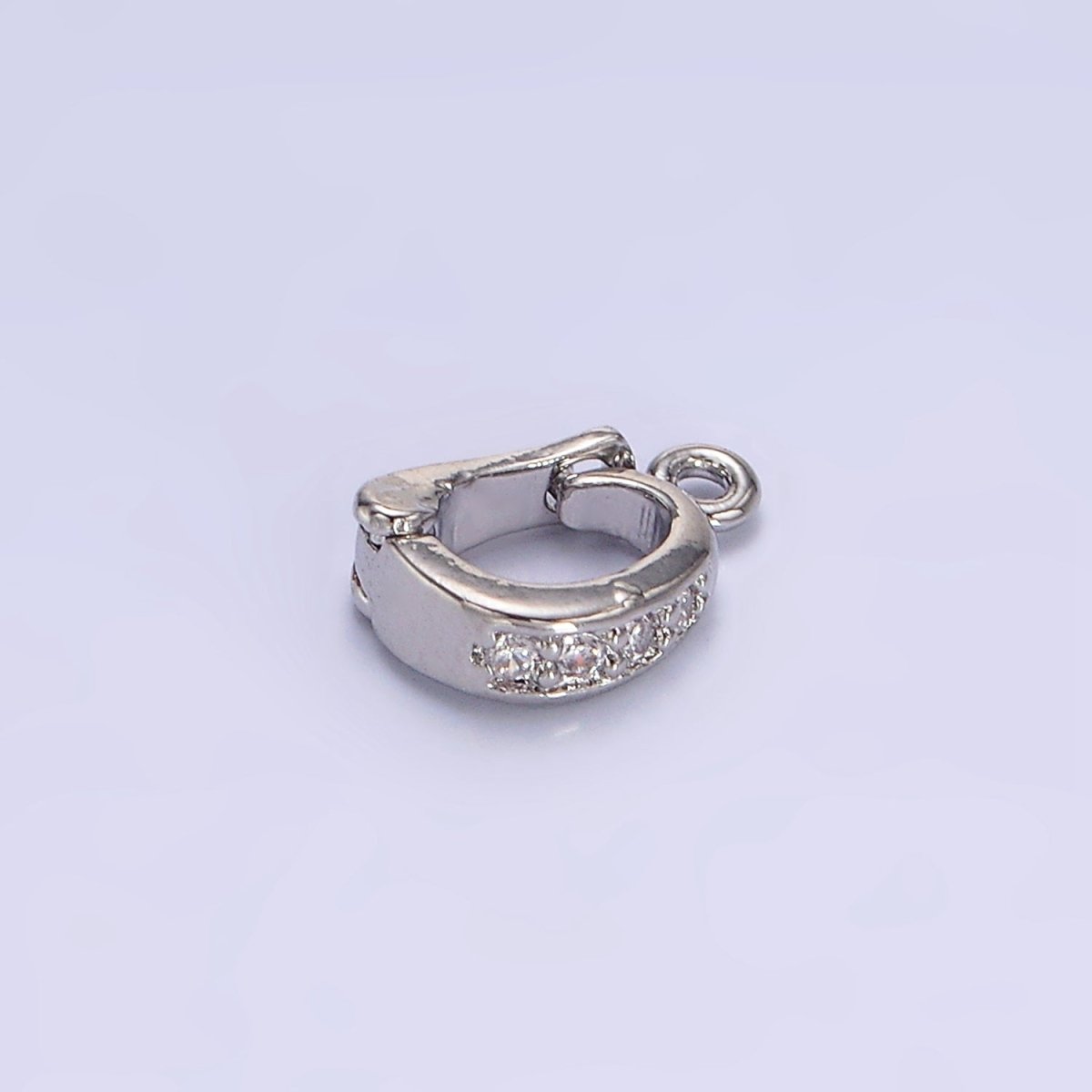 Gold-Filled 10mm x 8mm Clear Micro Paved CZ Snap Interchangeable Charm Holder Spacer in Silver or Gold