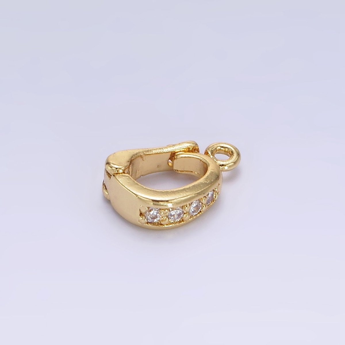 Gold-Filled 10mm x 8mm Clear Micro Paved CZ Snap Interchangeable Charm Holder Spacer in Silver or Gold