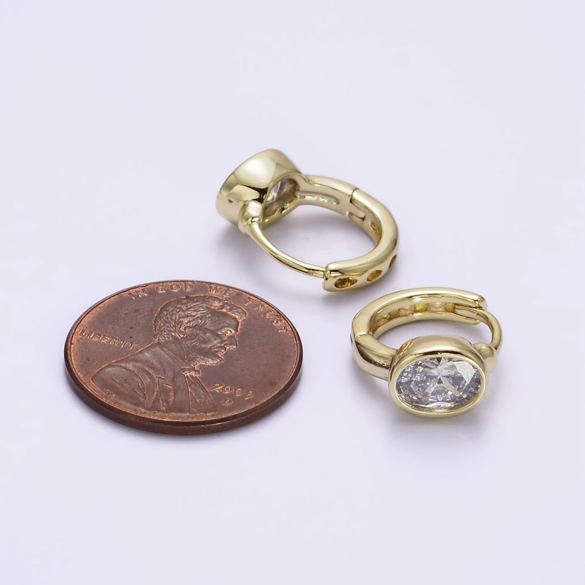 Modern 14K Gold Filled Clear Oval CZ 12mm Cartilage Earrings