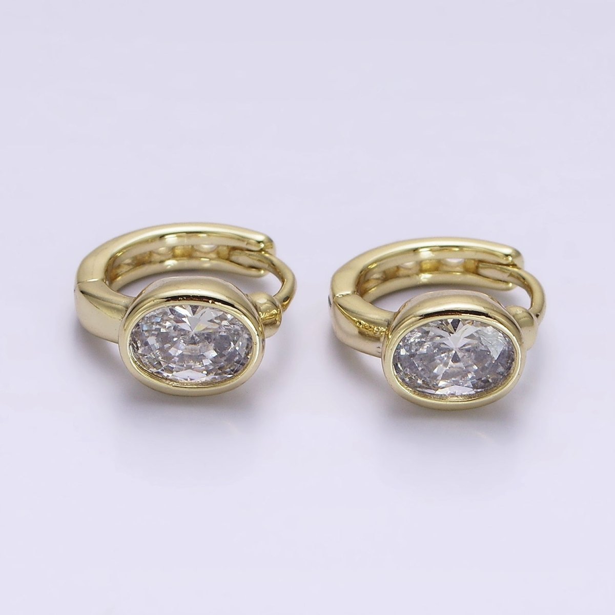 Modern 14K Gold Filled Clear Oval CZ 12mm Cartilage Earrings