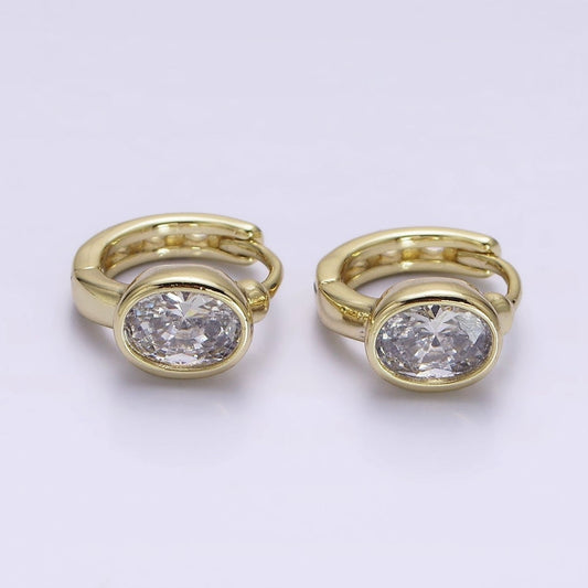 Modern 14K Gold Filled Clear Oval CZ 12mm Cartilage Earrings