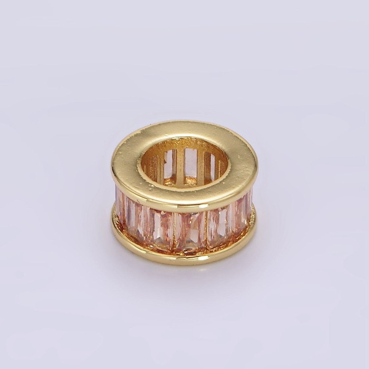 14K Gold-Filled CZ Baguette Rondell Bead Birthstone Charm Spacer