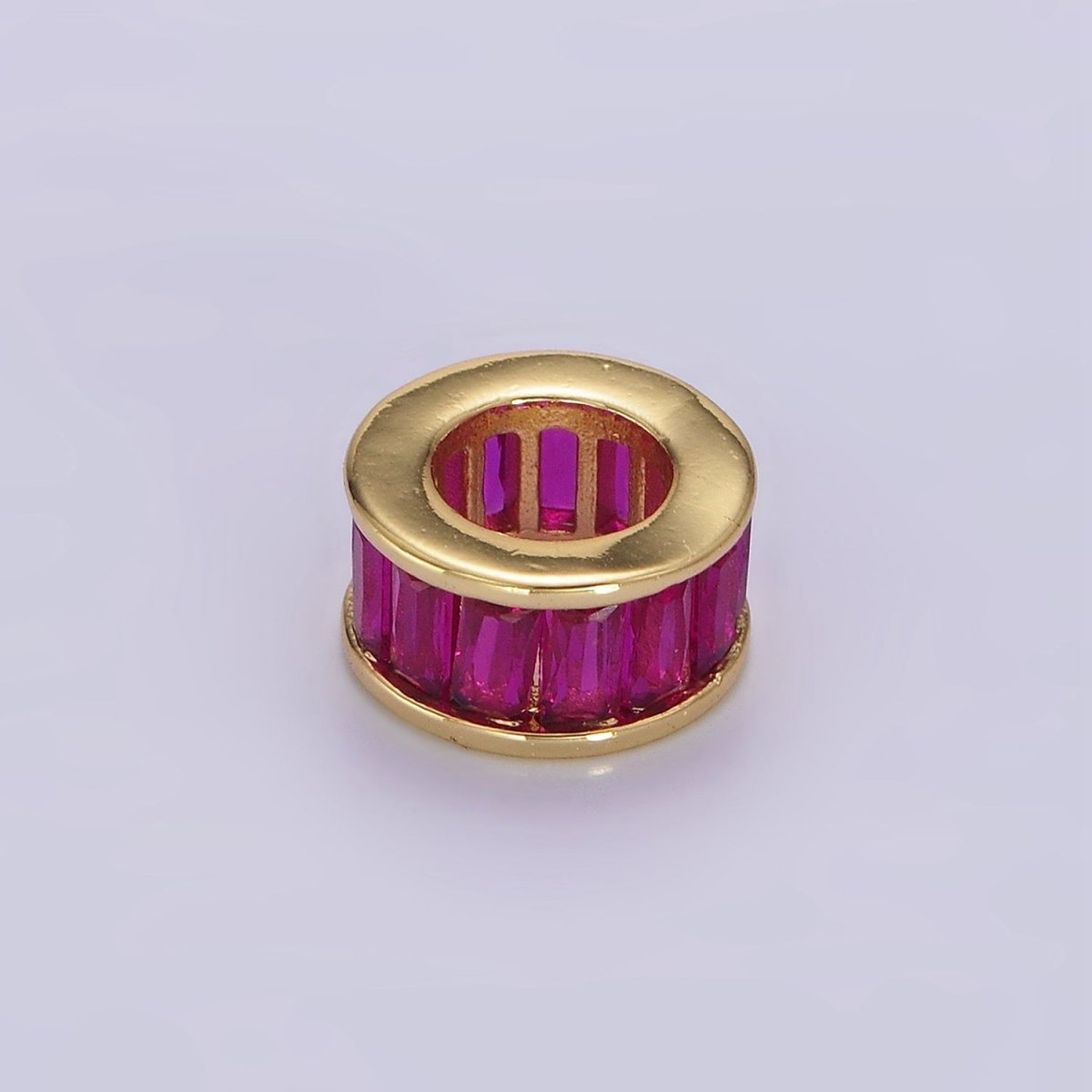 14K Gold-Filled CZ Baguette Rondell Bead Birthstone Charm Spacer
