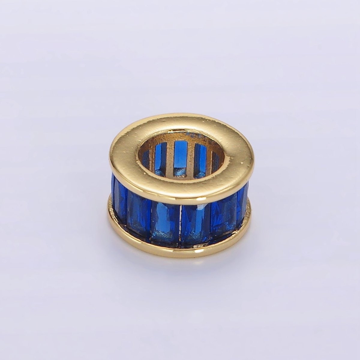 14K Gold-Filled CZ Baguette Rondell Bead Birthstone Charm Spacer