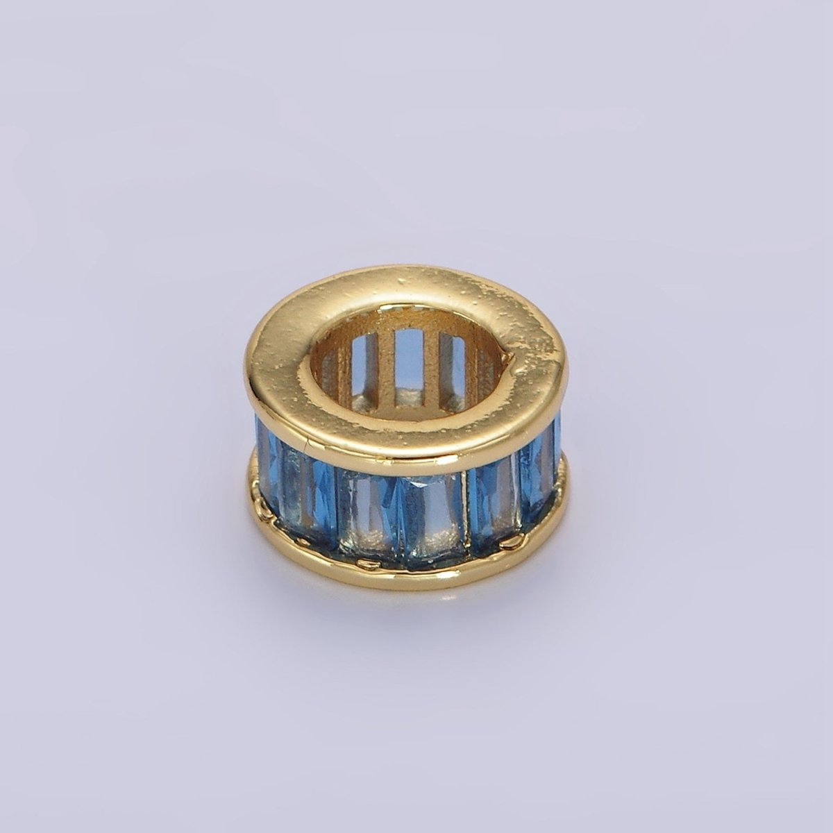 14K Gold-Filled CZ Baguette Rondell Bead Birthstone Charm Spacer
