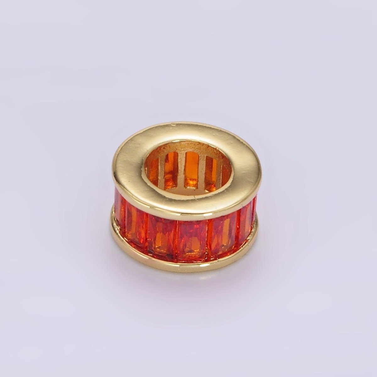 14K Gold-Filled CZ Baguette Rondell Bead Birthstone Charm Spacer