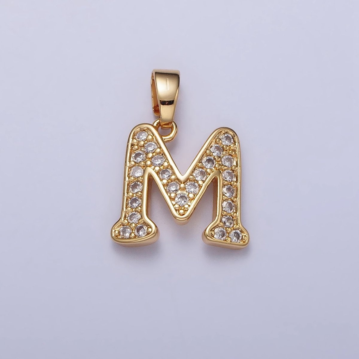 Gold Filled Dainty Initial Letter Script A-Z Micro Pave CZ Personalized Letter Pendant