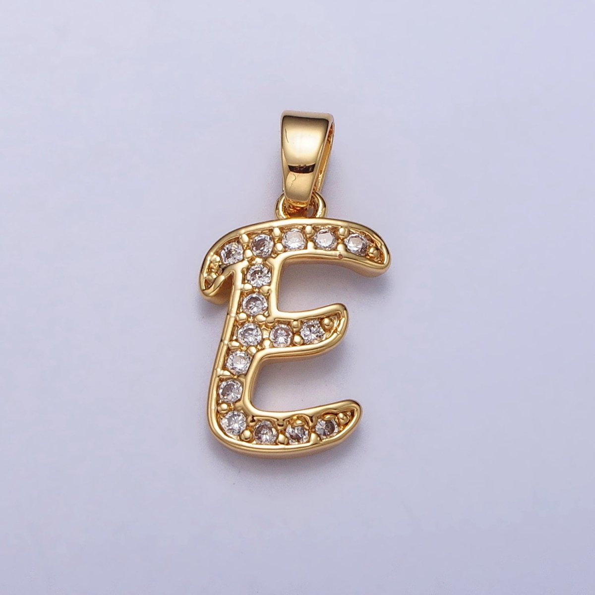Gold Filled Dainty Initial Letter Script A-Z Micro Pave CZ Personalized Letter Pendant