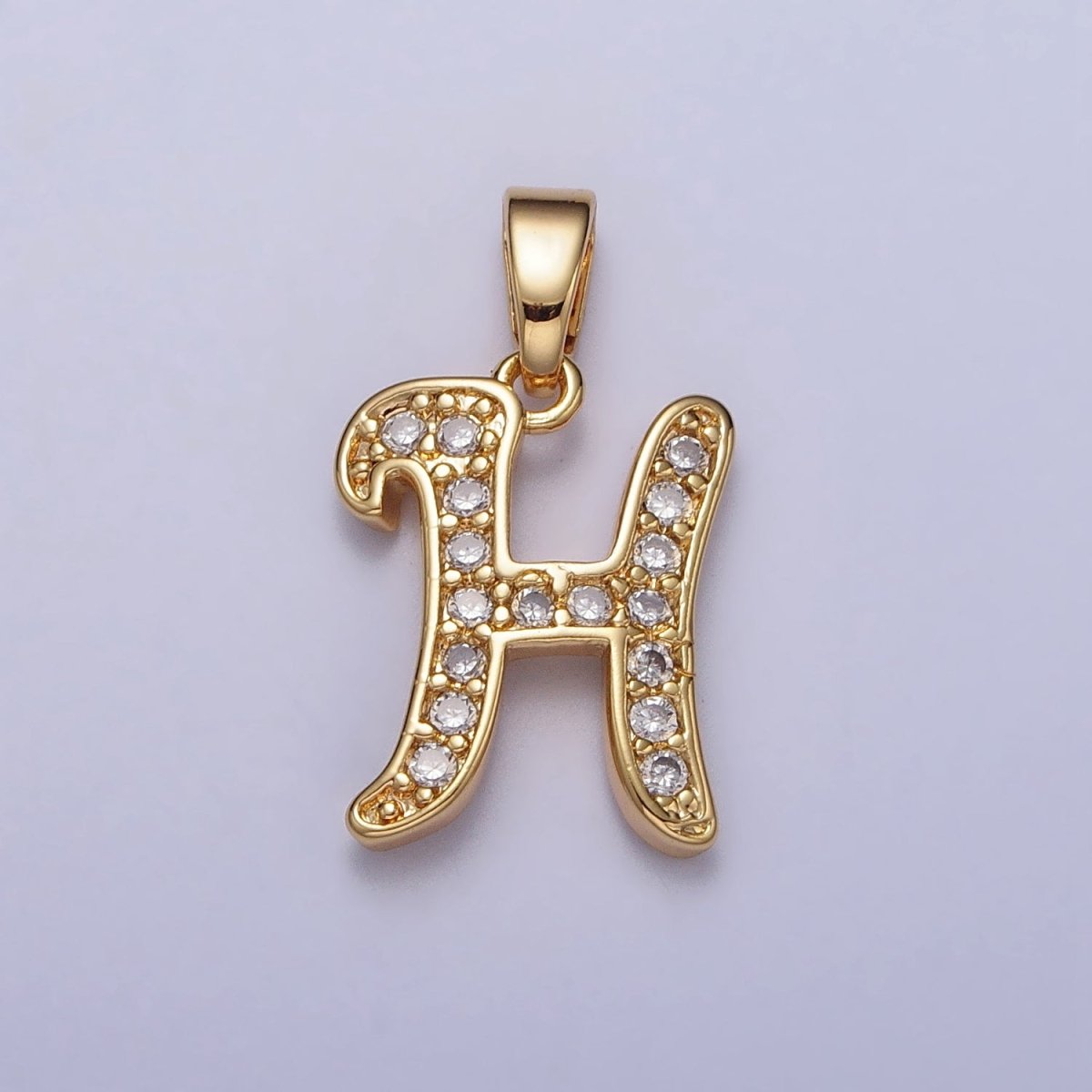 Gold Filled Dainty Initial Letter Script A-Z Micro Pave CZ Personalized Letter Pendant