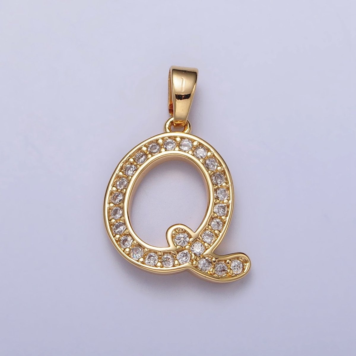 Gold Filled Dainty Initial Letter Script A-Z Micro Pave CZ Personalized Letter Pendant