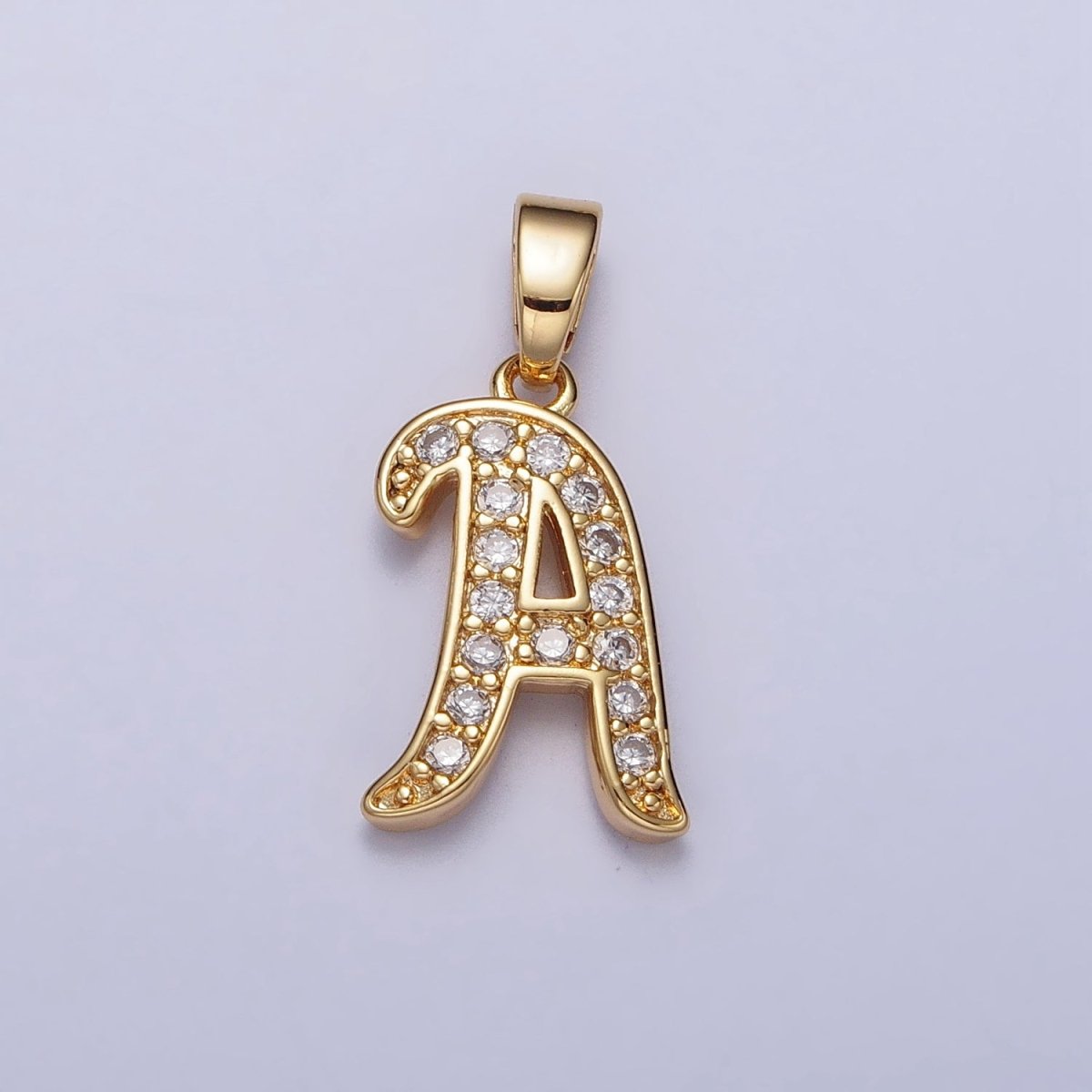Gold Filled Dainty Initial Letter Script A-Z Micro Pave CZ Personalized Letter Pendant