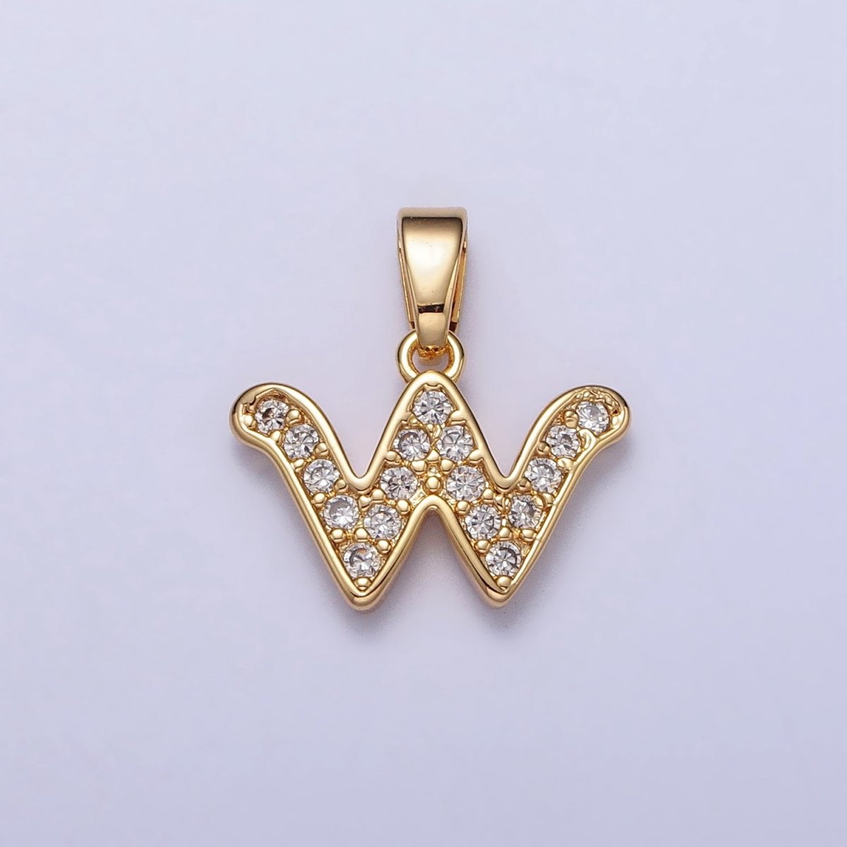 Gold Filled Dainty Initial Letter Script A-Z Micro Pave CZ Personalized Letter Pendant