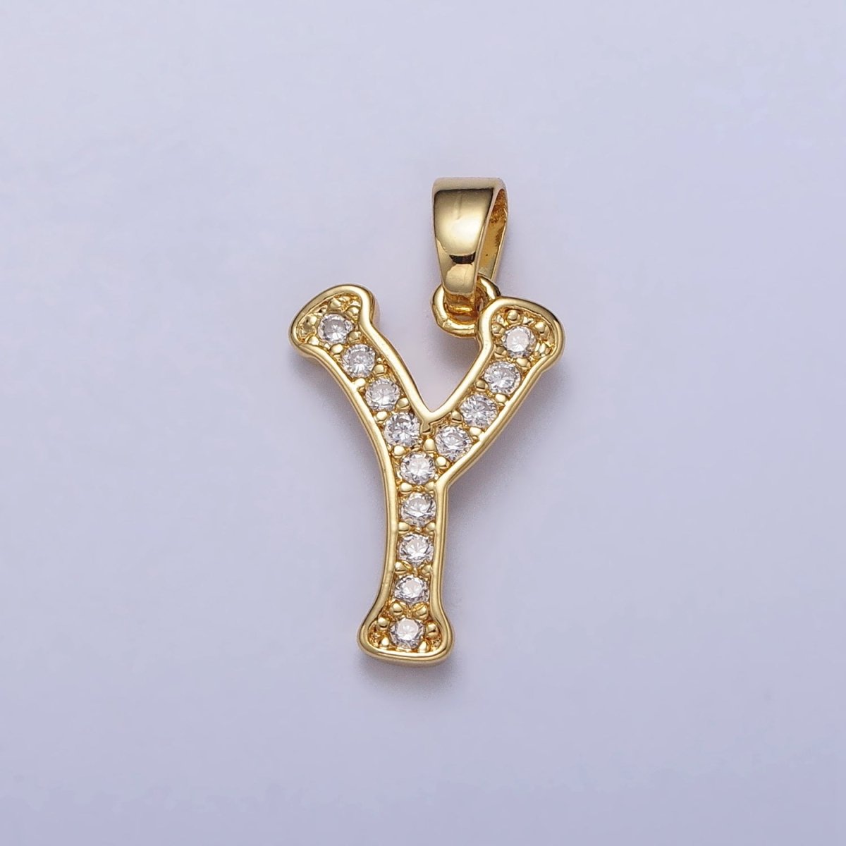 Gold Filled Dainty Initial Letter Script A-Z Micro Pave CZ Personalized Letter Pendant