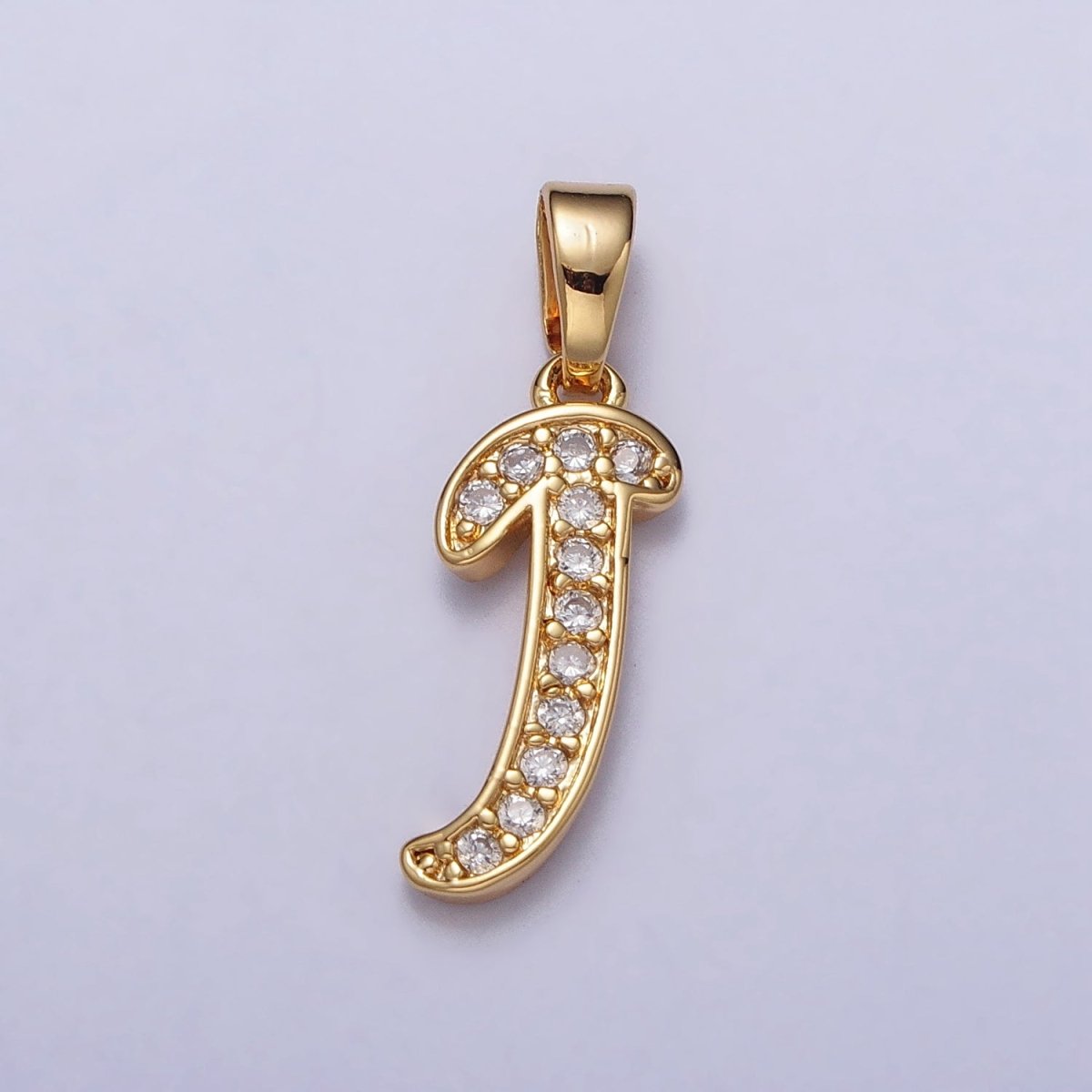 Gold Filled Dainty Initial Letter Script A-Z Micro Pave CZ Personalized Letter Pendant