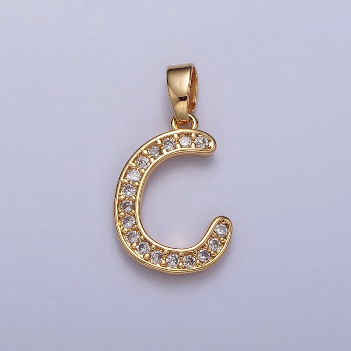 Gold Filled Dainty Initial Letter Script A-Z Micro Pave CZ Personalized Letter Pendant