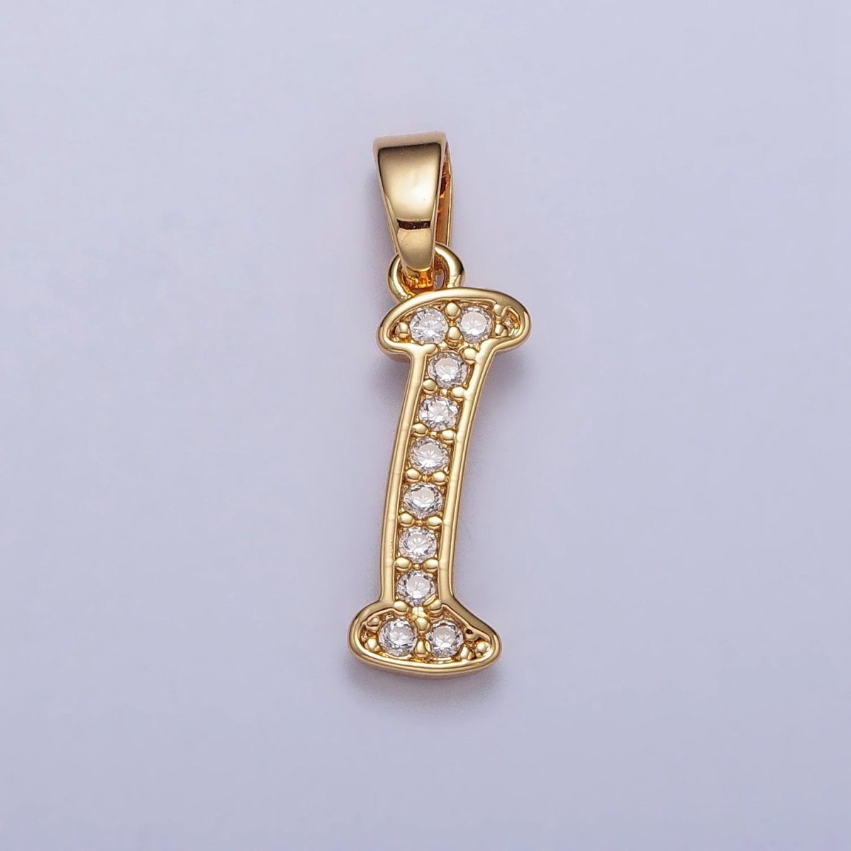 Gold Filled Dainty Initial Letter Script A-Z Micro Pave CZ Personalized Letter Pendant