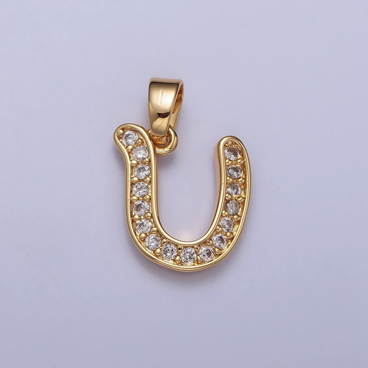 Gold Filled Dainty Initial Letter Script A-Z Micro Pave CZ Personalized Letter Pendant