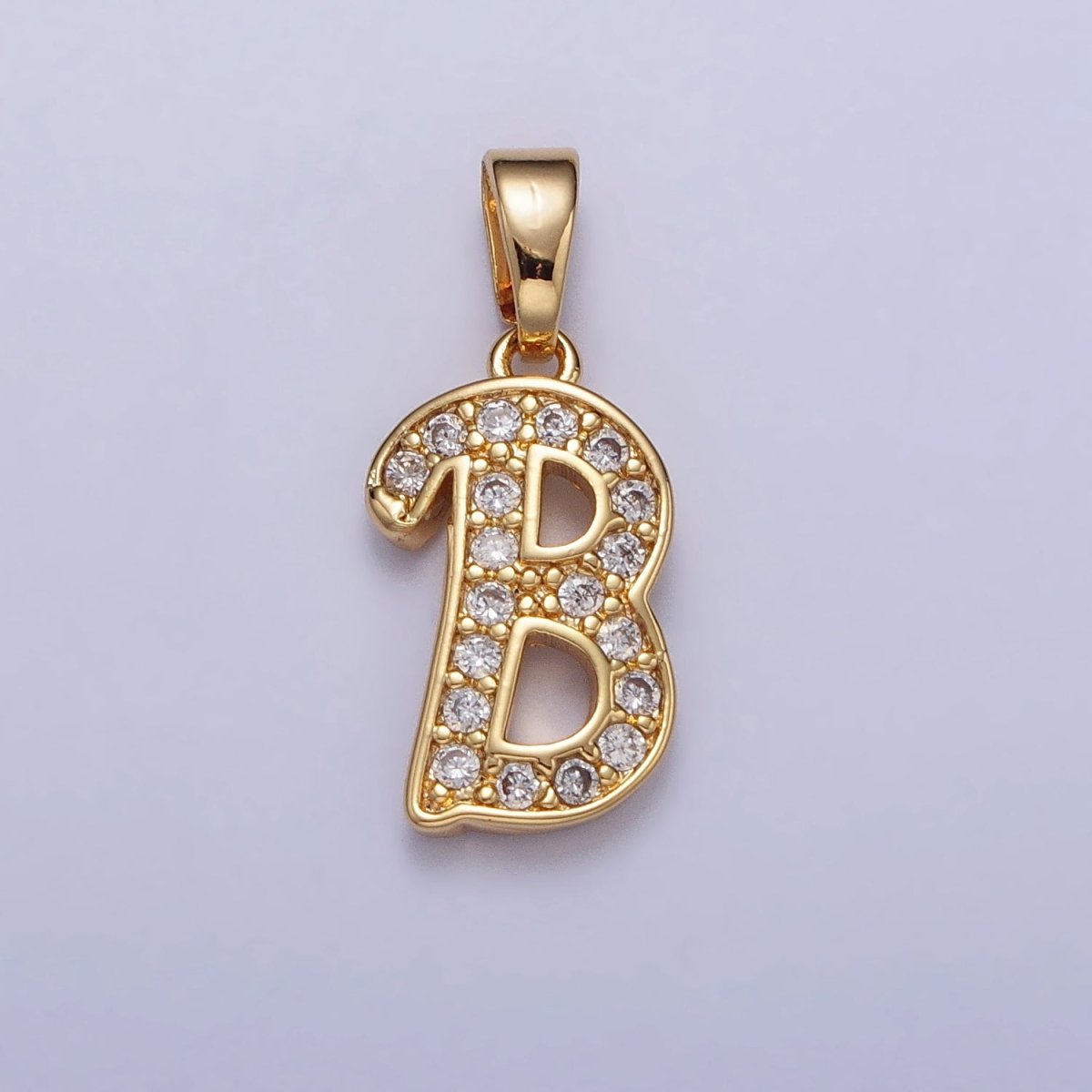Gold Filled Dainty Initial Letter Script A-Z Micro Pave CZ Personalized Letter Pendant