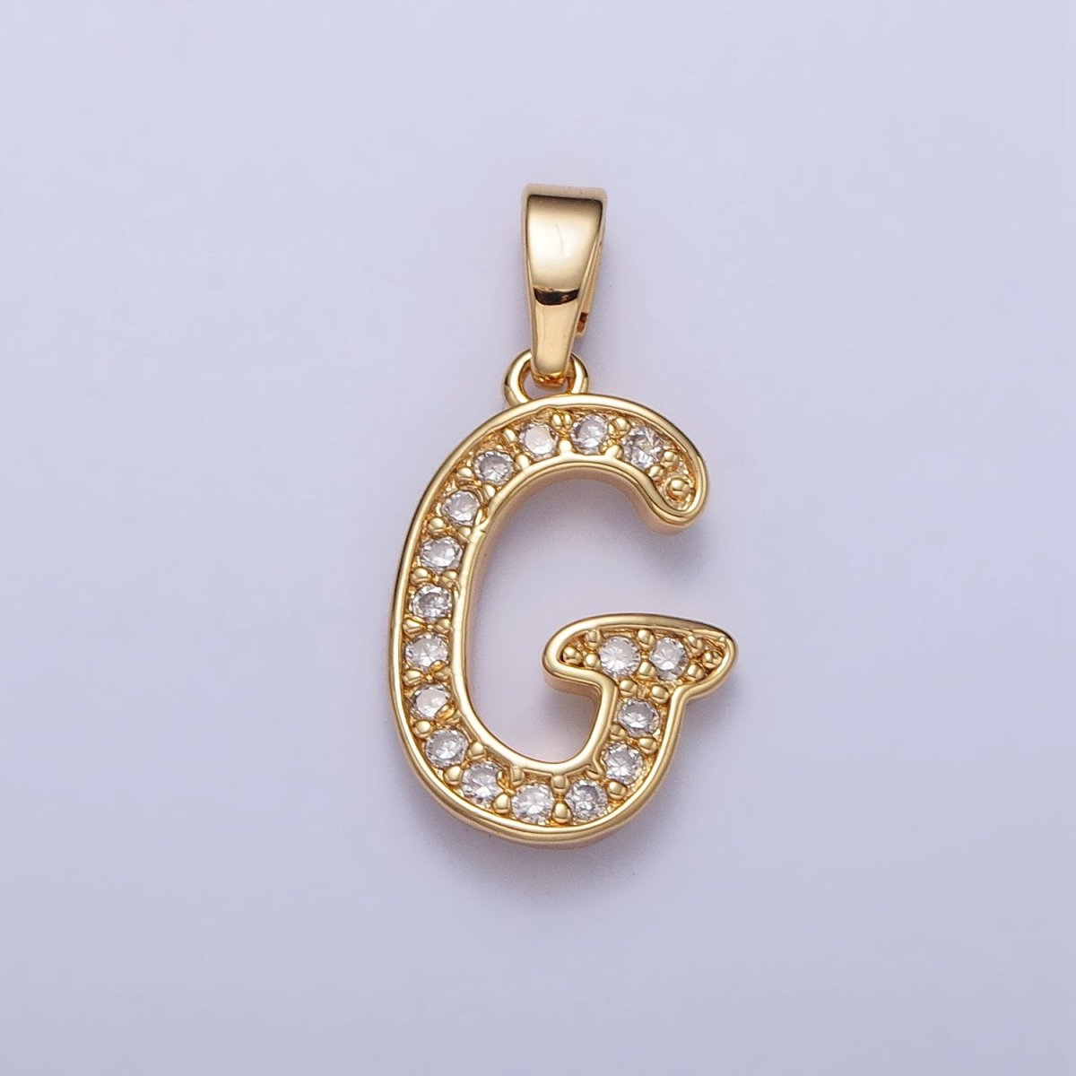 Gold Filled Dainty Initial Letter Script A-Z Micro Pave CZ Personalized Letter Pendant