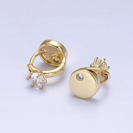 14K Gold Filled Double Sided Round Clear CZ Dotted 11mm Cartilage Huggie Earrings