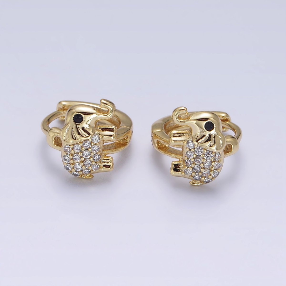 14K Gold Filled Elephant Micro Pave CZ Cartilage Huggie Earrings
